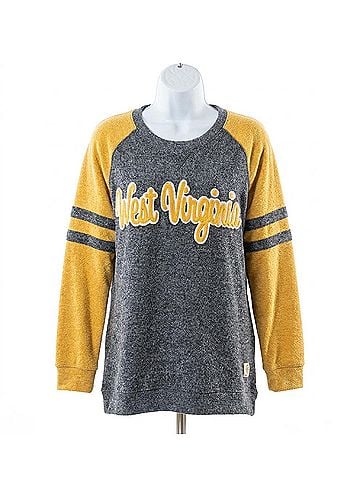 Press Box West Virginia University Dawn Fleece Top in Grey (view 1)