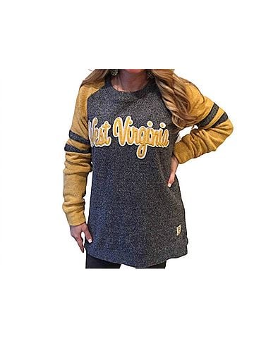 Press Box West Virginia University Dawn Fleece Top in Grey (view 2)