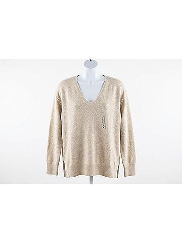 Karen Kane Long Sleeve V Neck Sweater in Sand (view 1)