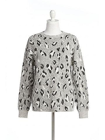 Papillon Leopard Print Sweater in Grey (view 1)