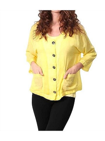 Angel Oil Wash Pocket Cardigan in Yellow (view 2)