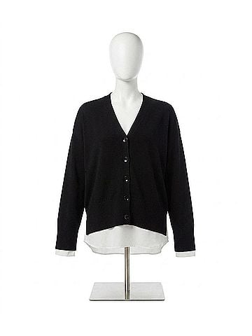 Karen Kane Linett Layered Sweater Cardigan in Black And White (view 1)