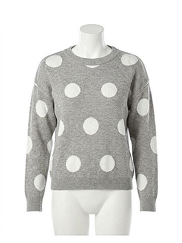 Papillon Knit Polka Dot Sweater in Light Grey (view 1)