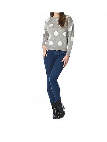 Papillon Knit Polka Dot Sweater in Light Grey (view 2)