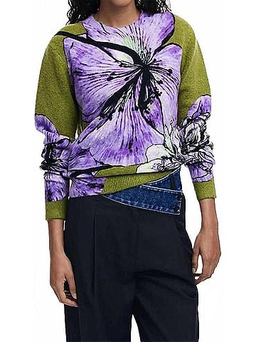 Desigual Orquidea Lacroix Print Sweater in Lilac (view 2)
