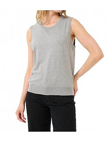 KAFFE Kalizza Round Neck Sleeveless Pullover in Grey Melange (view 2)