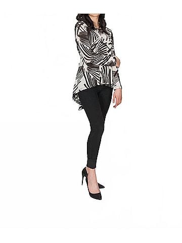 Papillon Printed Crossover Sweater in White/Black (view 2)