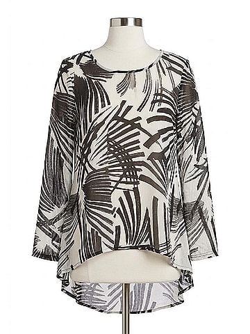 Papillon Printed Crossover Sweater in White/Black (view 1)