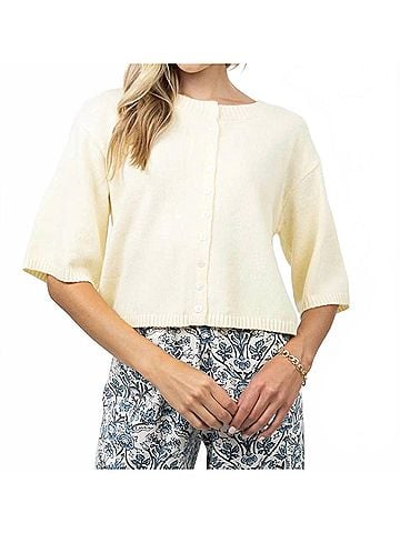 Ivy Jane Cardigan Elbow Sleeve Sweater in Butter (view 2)