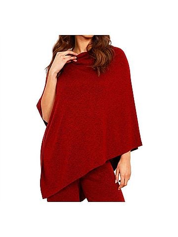 French Kyss Solid Asymmetrical Poncho in Wine (view 2)