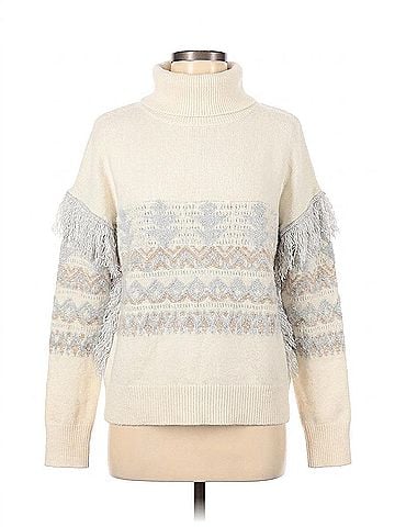 Nic + Zoe Tinsley Trimmed Fringe Sweater in Cream Multi (view 1)