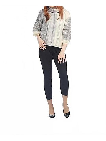 Papillon Oversized Cowl Neck Sweater With Balloon Sleeves in Cream (view 2)