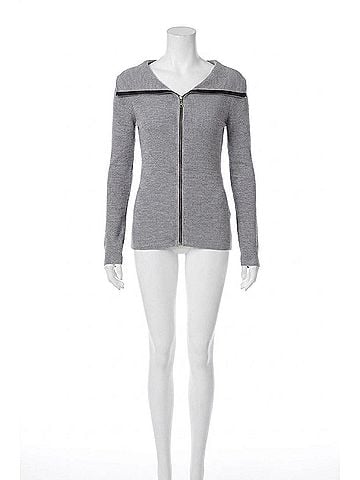 French Kyss Amaya Zip Front Cardigan in Gray (view 1)