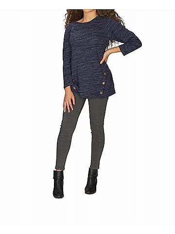Papillon Heathered Tunic Sweater in Navy (view 2)