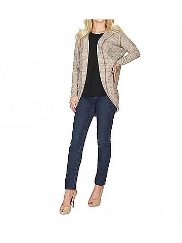 Papillon Cacoon Sweater Cardigan With Hood in Oatmeal Heather (view 2)