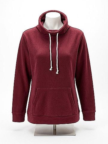 Michelle Mae Cozy Cowl Neck Sweatshirt in Burgundy (view 1)