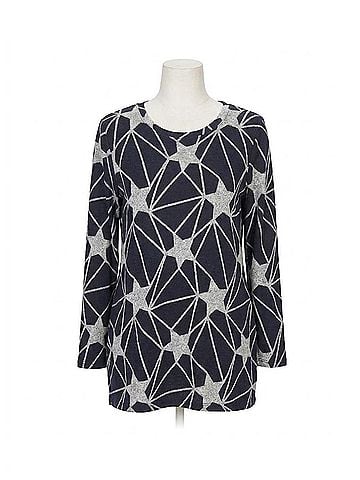 Papillon Geo Star Print Ruched Side Sweater in Navy (view 1)