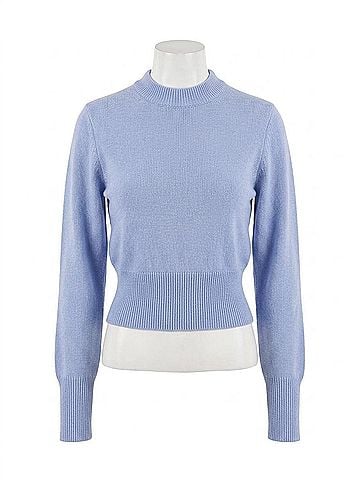 525 America Adeline Cropped Cotton Sweater in Blue Heron (view 1)