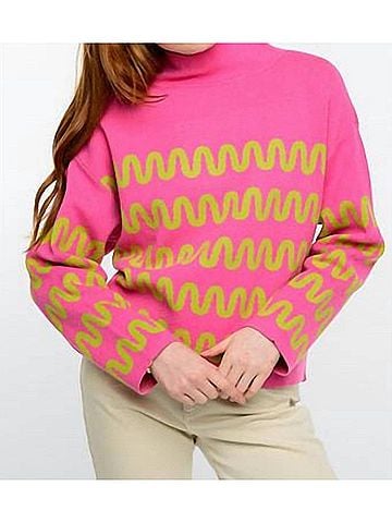 Ivy Jane Squiggle Sweater in Hot Pink (view 2)