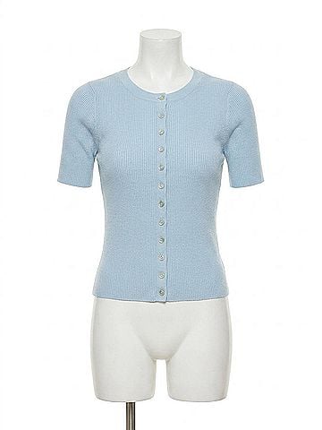 525 America Georgie Elbow Sleeve Button Down Cardigan in Winter Sky (view 1)