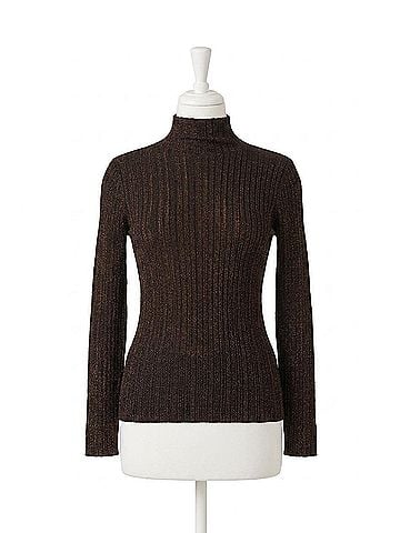 Soaked Laisa Metallic Turtleneck Pullover Sweater in Copper (view 1)