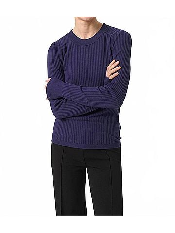 Soaked Spina Slim Fit Crew Neck Pullover Sweater in Patriot Blue (view 2)
