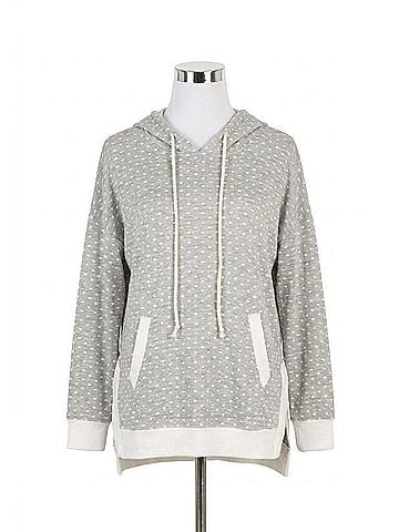 Papillon Brushed Jersey Polka Dot Hoody Sweater in Grey (view 1)