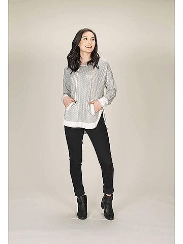 Papillon Brushed Jersey Polka Dot Hoody Sweater in Grey (view 2)