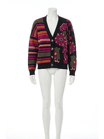 Tribal Diora Double Knit Combo Print Cardigan in Black Multi (view 1)