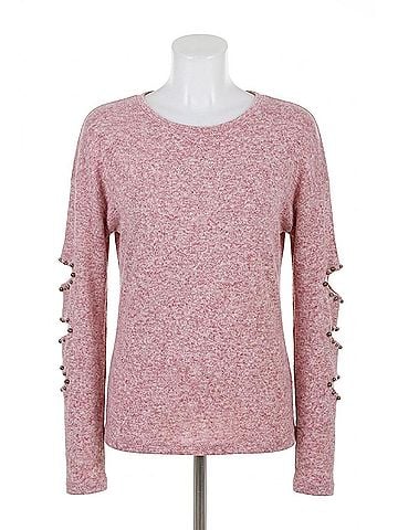 French Kyss Avianna Kashmira Beaded Cut Out Sleeve Top in Rose (view 1)