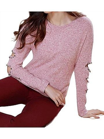 French Kyss Avianna Kashmira Beaded Cut Out Sleeve Top in Rose (view 2)