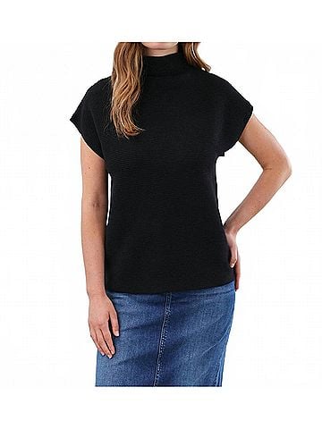 FDJ Orianna Ottoman Cap Sleeve Sweater in Black (view 2)