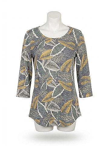 Papillon Leaf Design Soft Sweater in Grey (view 1)