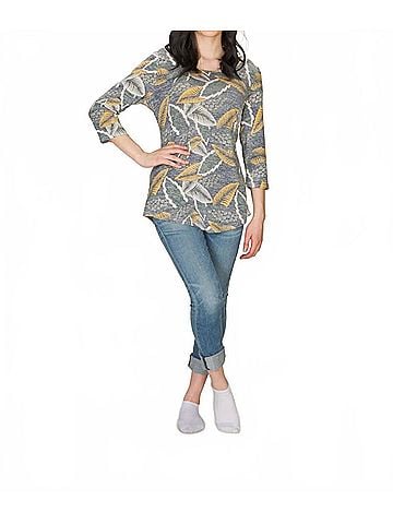 Papillon Leaf Design Soft Sweater in Grey (view 2)
