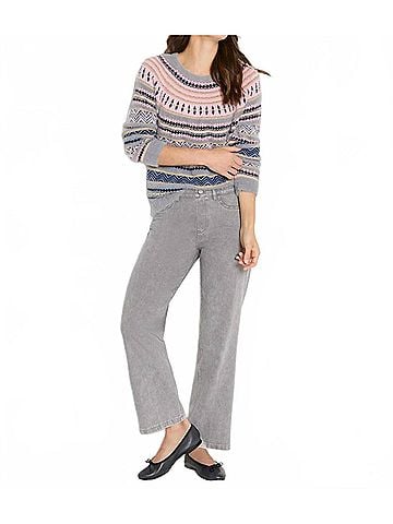 Nic + Zoe Colleen Cozy Fairisle Sweater in Grey Multi (view 2)