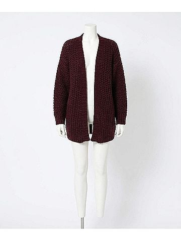 Molly Bracken Ladies Large Knit Cardigan in Dark Red (view 1)