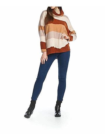 Papillon Striped Oversized Cowl Neck Sweater in Multi (view 2)