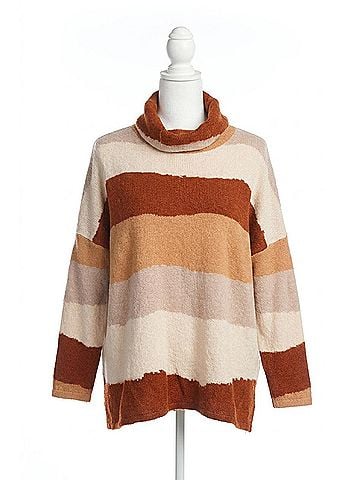 Papillon Striped Oversized Cowl Neck Sweater in Multi (view 1)