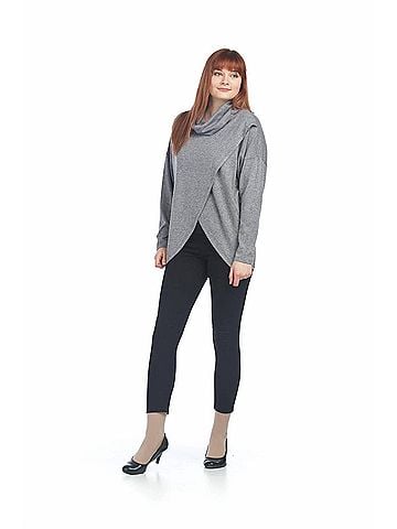 Papillon Cowl Neck Crossover Top in Grey (view 2)