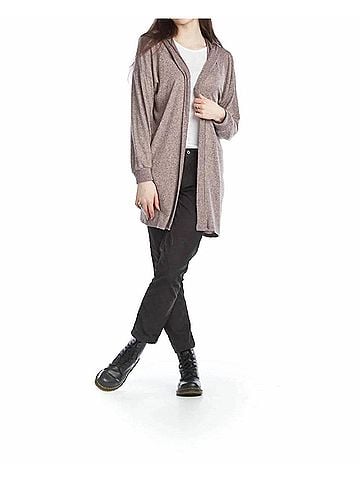 Papillon Heathered Soft Hooded Cardigan in Pink (view 2)
