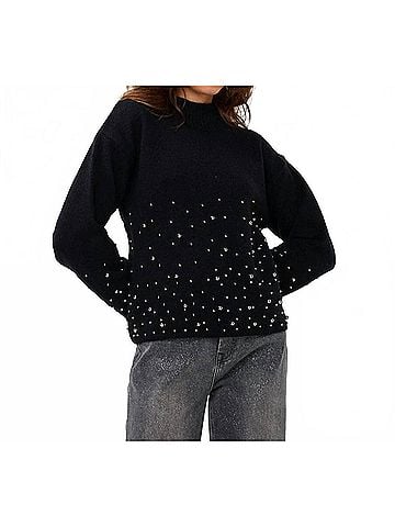 ESQUALO Pernille Pearl Sweater in Black (view 2)