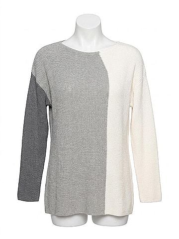 Stella Carakasi Modern Mix Sweater in Dark Gray/Light Gray/Ivory (view 1)