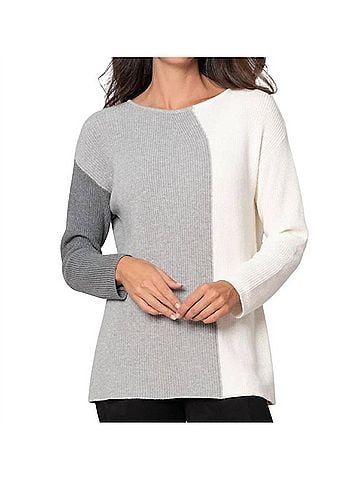 Stella Carakasi Modern Mix Sweater in Dark Gray/Light Gray/Ivory (view 2)