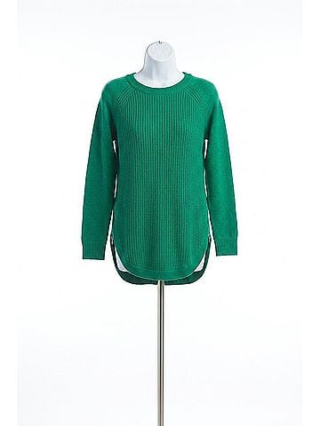 Papillon Long Sleeve Sweater With Zip Side in Emerald (view 1)