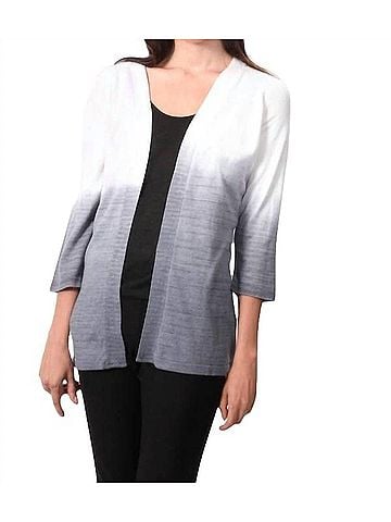 Angel Ombre Back-Cutout Cardigan in Gray/White (view 2)