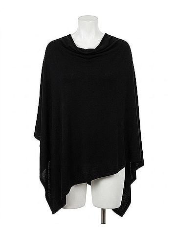 French Kyss Solid Asymmetrical Poncho in Black (view 1)