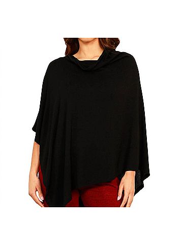 French Kyss Solid Asymmetrical Poncho in Black (view 2)