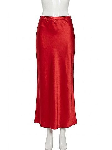 Bobi Bree Midi Bias Cut Skirt in Pepper (view 1)