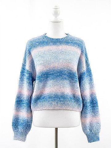 Blu Pepper Ombre Bubble Sleeve Sweater in Blue (view 1)