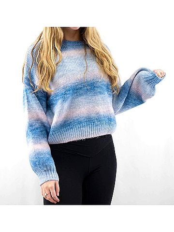 Blu Pepper Ombre Bubble Sleeve Sweater in Blue (view 2)